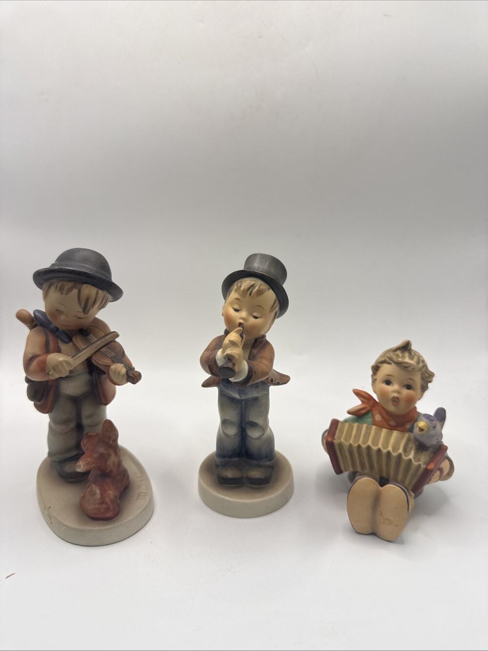 Lot Of 3 Vintage Goebel Hummel Figurines Boy Musicians Made In Germany *